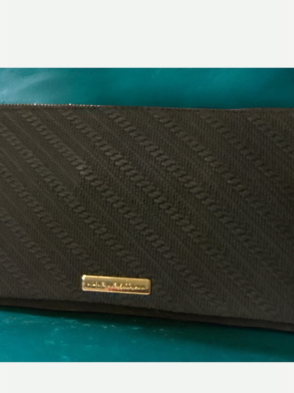 Adrienne Vittadini Black Cosmetic Case with Gold Plaque